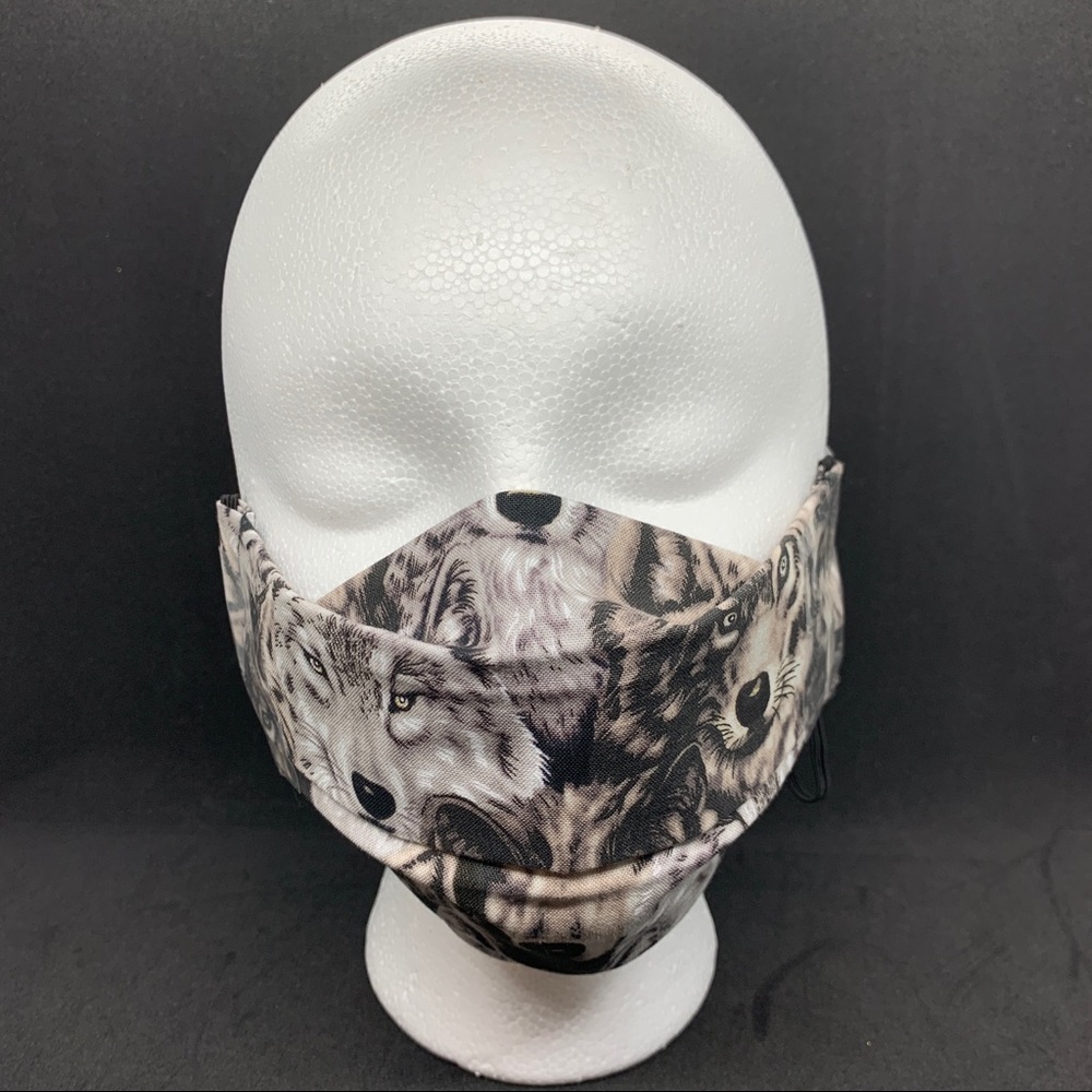 2/$20 Face Mask 3 Layer Nose Bridge Wolf
